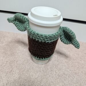 Baby Yoda Crochet Coffee Cup Sleeve with Ears